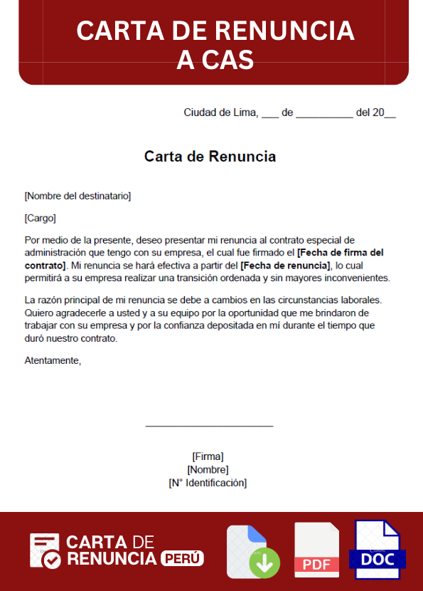 ejemplo de carta de Renuncia a CAS