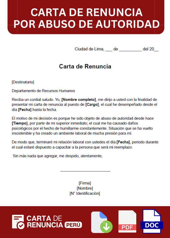ejemplo de carta de Renuncia por abuso de autoridad