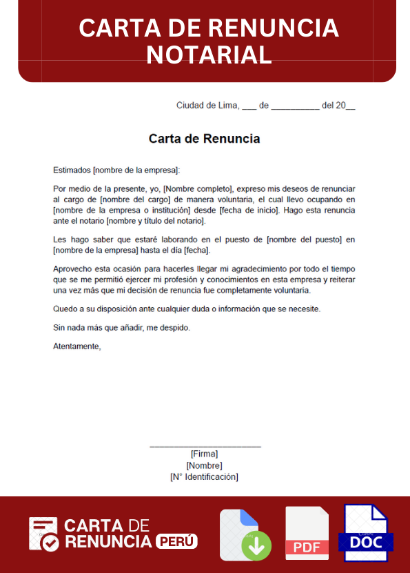 ejemplo de carta de renuncia notarial