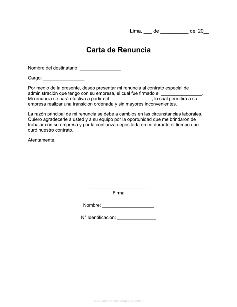 modelo de carta de renuncia a CAS en pdf