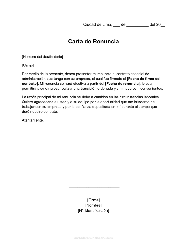 formato de carta de renuncia a CAS en word