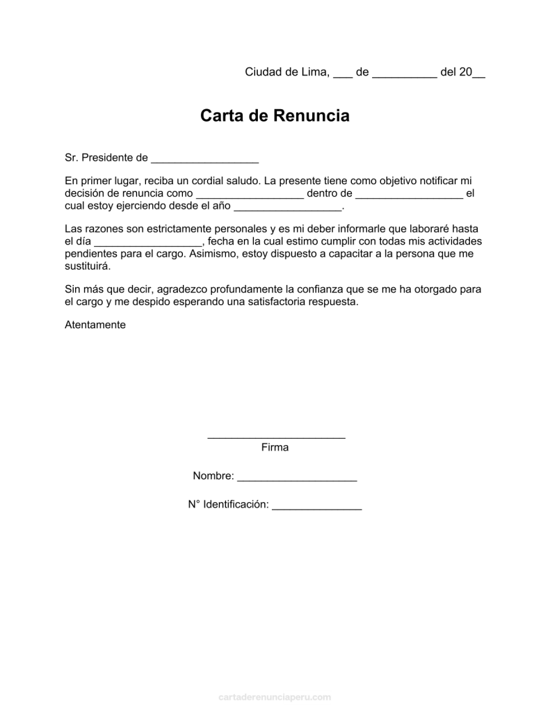 modelo de carta de renuncia a una asociación sin fines de lucro en pdf